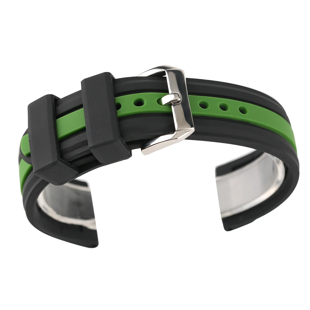 HQ Replacement Unisex Red Black Stripe Rubber Watch Band Women Soft Silicone Pin Buckle Men Watch Bands New With Tags Gift (16)