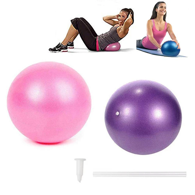 Mini Yoga Ball Fitness Small Exercise Pilates Balls with Inflatable Straw  PVC 25cm Yoga Massage Ball