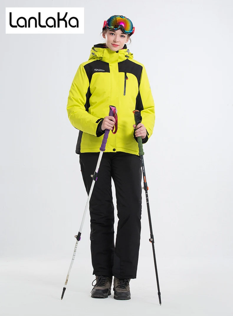 

LANLAKA NEW Brand Ski Suit Women Snowboarding jackets+Pants Warm Snow Coat Breathable 6 Color Optional Colorful Ski Sets Female