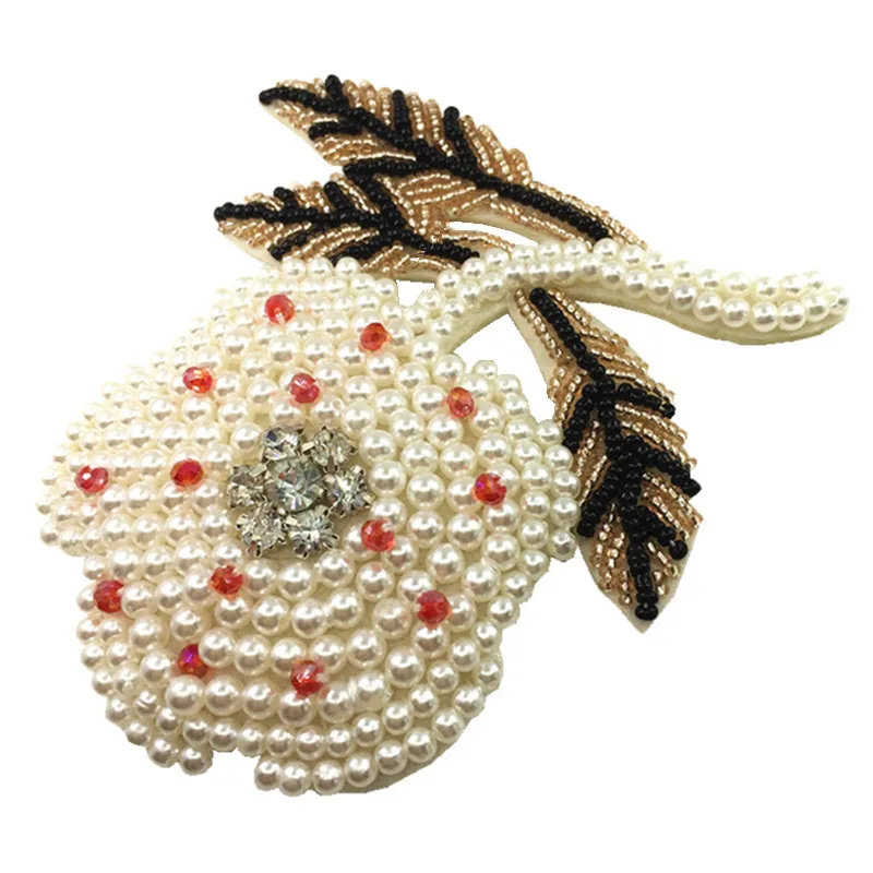 4pc 11x11cm Pearl Beaded Flower Patch Applique Clothes Sew OnPatchwork
