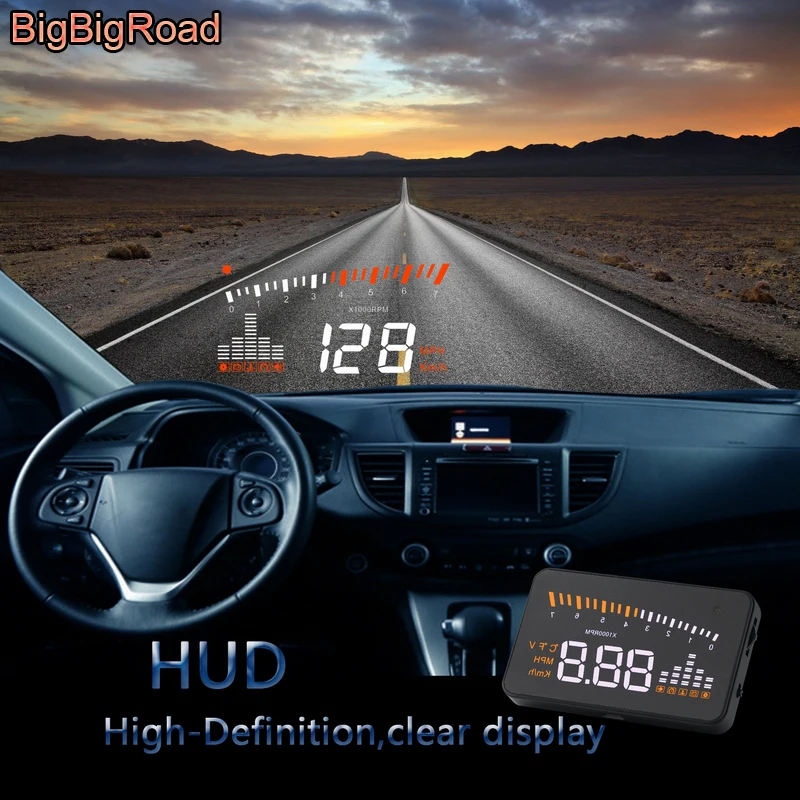 BigBigRoad автомобильный HUD Дисплей лобовое стекло проектор OBD2 II разъем одометр