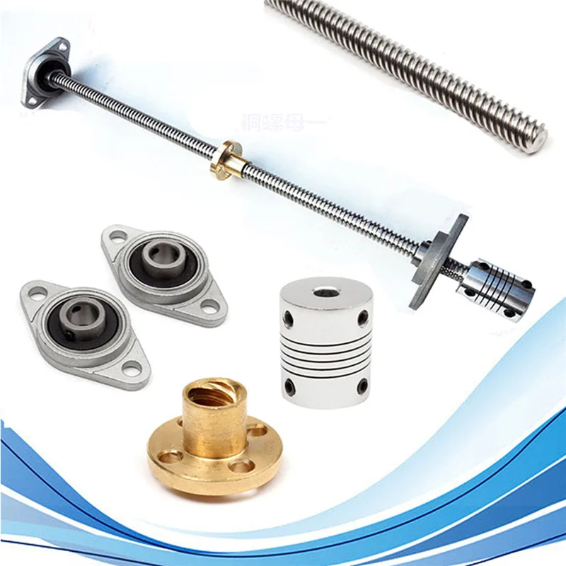 T8 Lead Screw 300mm + Brass Screw Nut + Bearing Blocks Bracket + Shaft