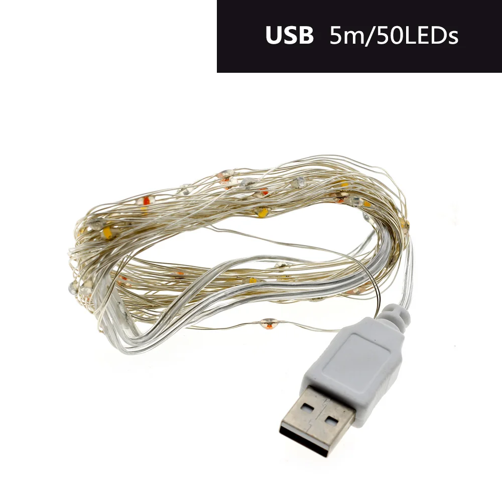 Светодиодный светильник s USB порт 5 м 50 светодиодный/10 м 100 светодиодный светильник ing String наружный внутренний Декоративный Рождественский светильник - Испускаемый цвет: USB 50LED