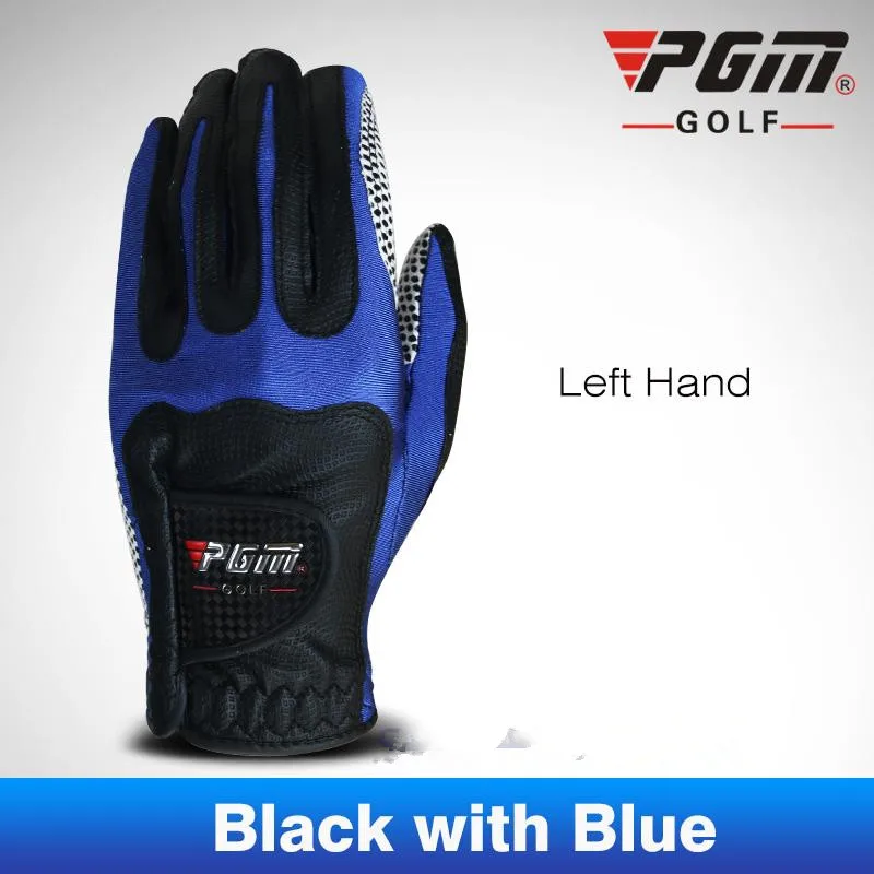 PGM мужские Ультра-волоконные перчатки для гольфа из ткани спортивные высококачественные мужские устойчивые к скольжению перчатки дышащие левые перчатки для гольфа спортивные перчатки - Цвет: Синий