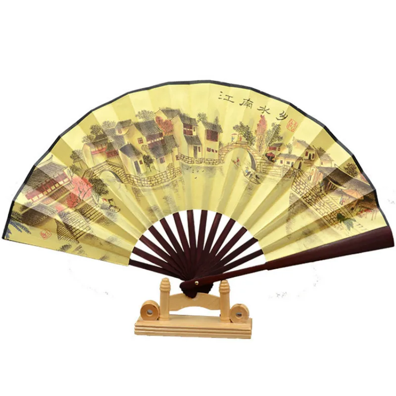 

33CM Chinese style high-end painting and calligraphy cloth fan home handicraft collection to send people gift photo props