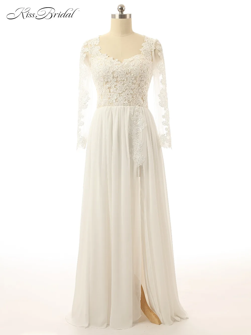 Robe de mariage новый дизайн длинное свадебное платье 2017 круглый вырез длинные рукава