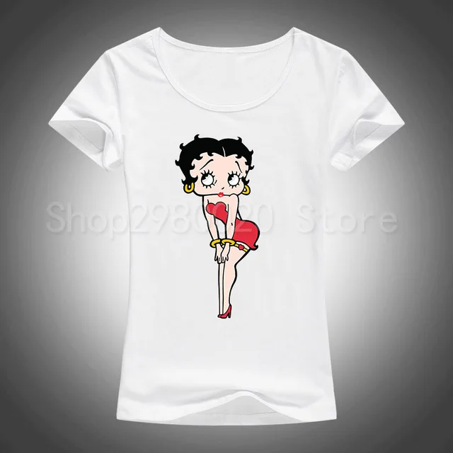 Новая женская футболка Betty Boop, футболка с рисунком Белоснежки/милых животных, Повседневная футболка для женщин/девочек, топы, одежда - Color: 6