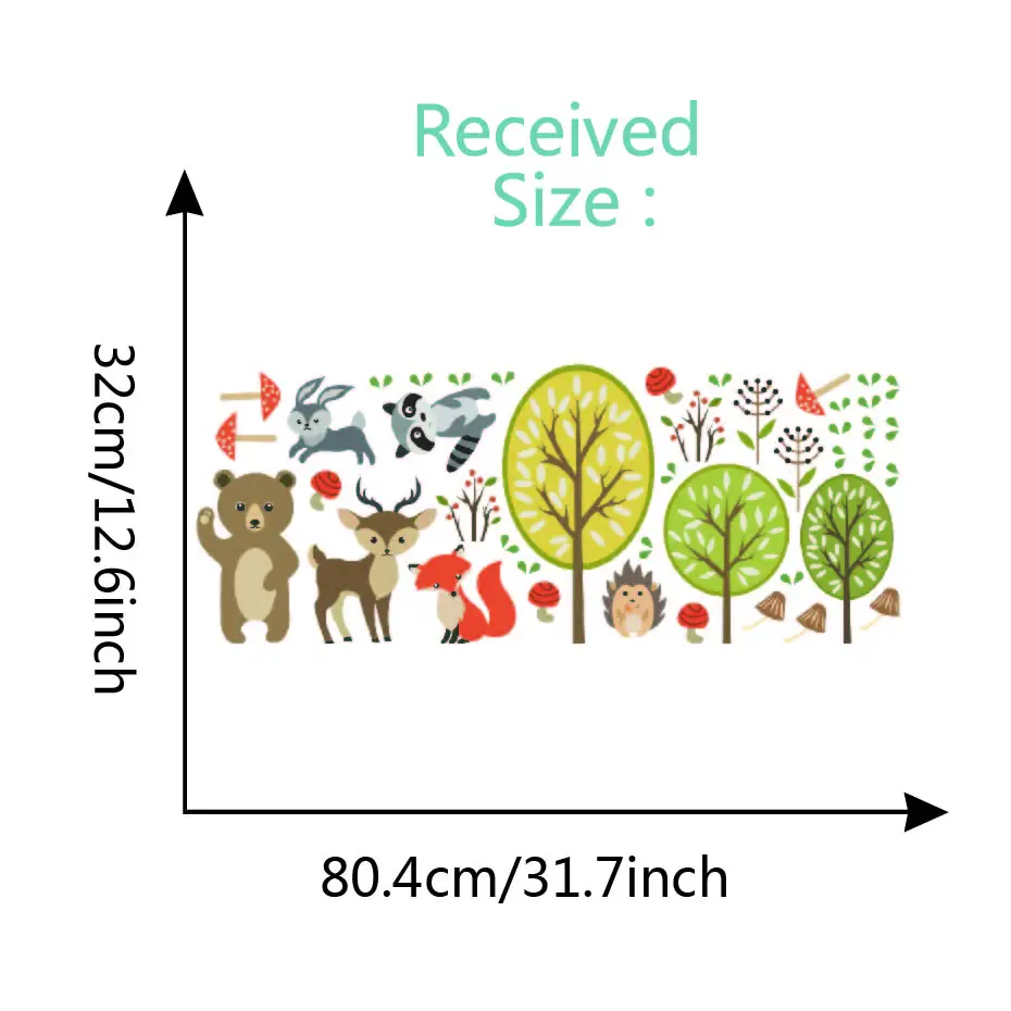 Милый лесной медведь, олень, кролик, лиса, наклейки на стену, лес, животные, наклейка, детская комната, гостиная, украшение дома, художественные обои - Цвет: JCN90016