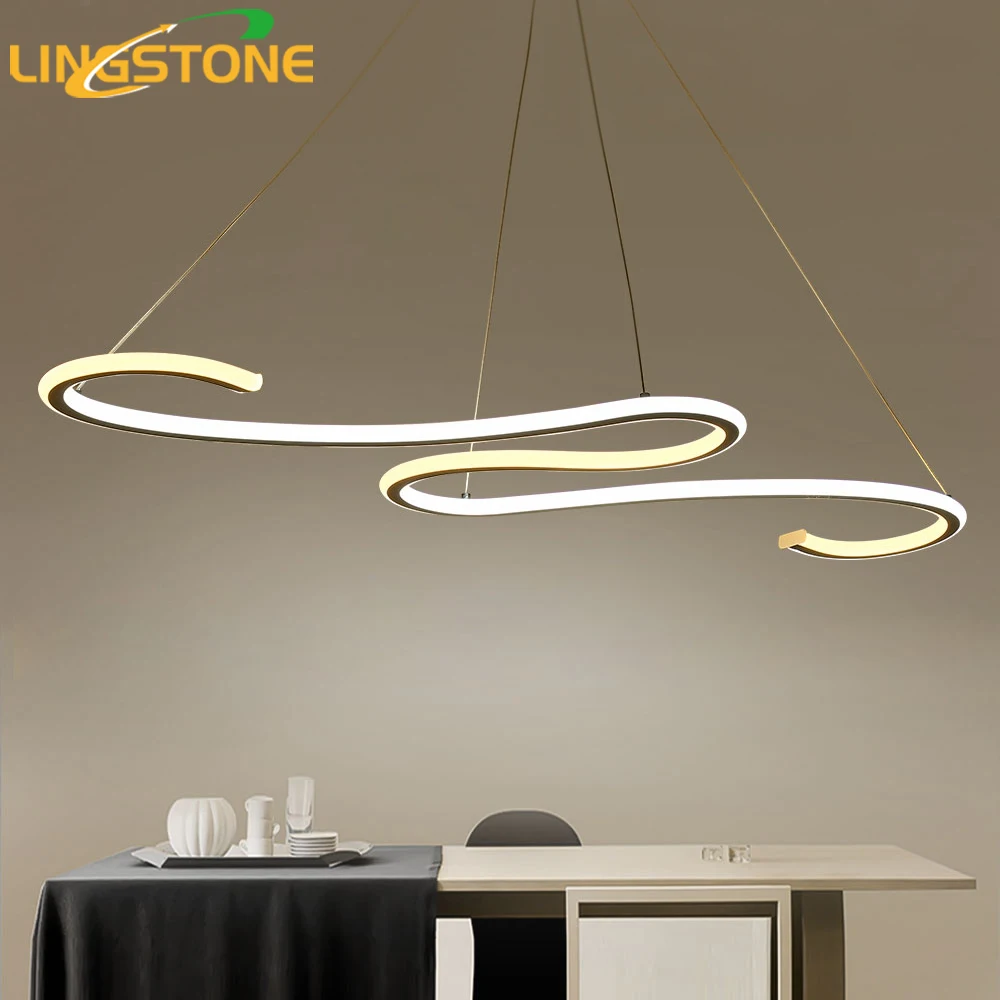 

Modern LED Pendant Lights For Dining Room Kitchen Remote Control Pendant Lamps Fixture Wave Shape Hanging Living Room Kitchens