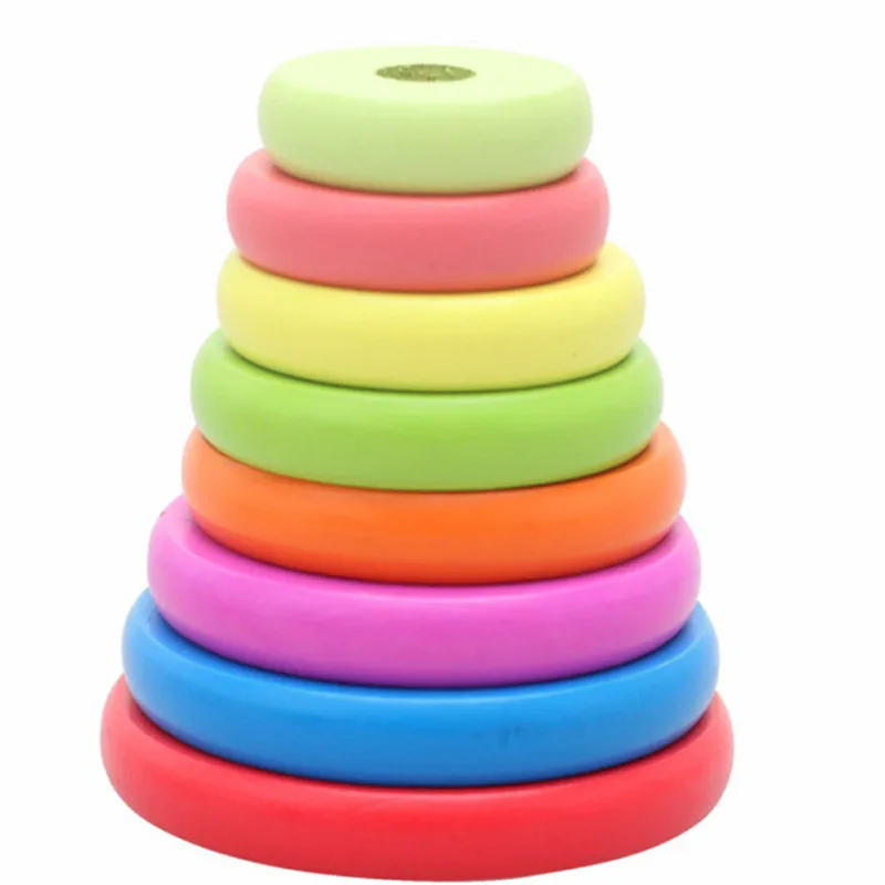 Новые лучшие продажи деревянные игрушки Hanno Tower Rainbow jinga кольцо соответствующие