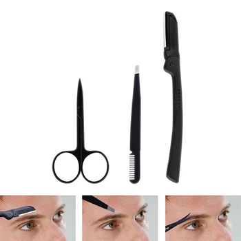 

3pcs/set Women Girl Stainless Steel Professional Eyebrow Scissors Eyebrow Cutter Makeup Beauty Tools Eyebrow Knife Thrush Set