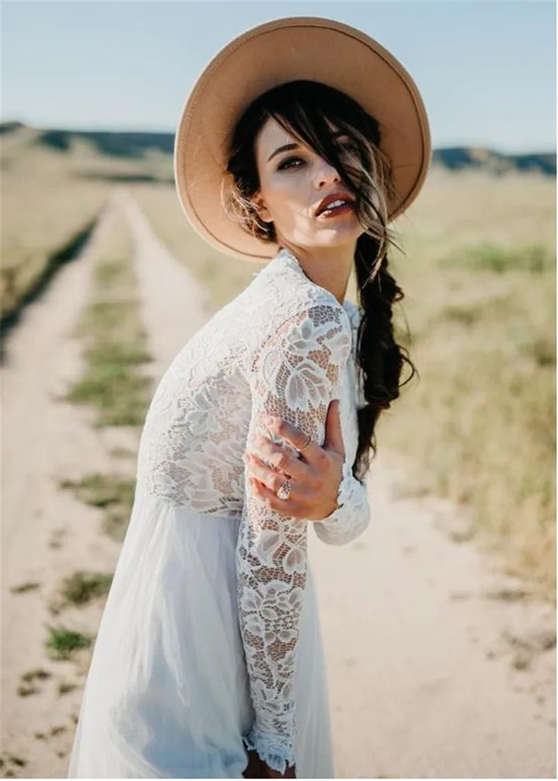 LORIE свадебное платье с длинным рукавом Тюль с кружевом vestido de noiva Белый цвет слоновой кости пляжные свадебные платья на заказ плюс размер