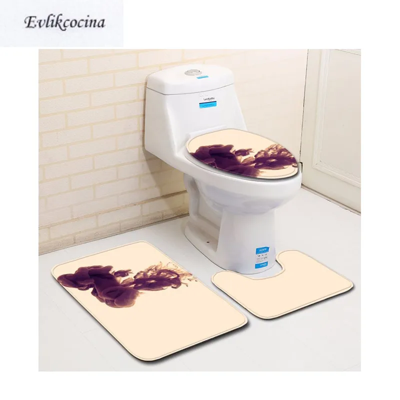 

Free Shipping 3pcs Dark Purple Colorful Spray Banyo Bathroom Carpet U Toilet Bath Mat Set Pad Tapis Salle De Bain Alfombra Bano