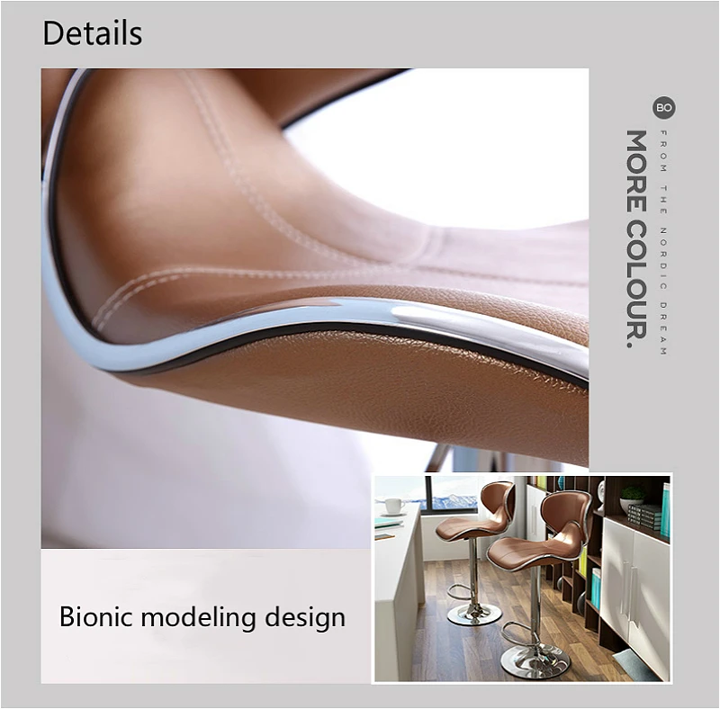 Modern Simple PU Seat Bar Chair Creative Ergonomic Lifted Bar Chair Coffee Rotated Dining High Stool with Footrest and Backrest Modern Simple PU Seat Bar Chair Creative Ergonomic Lifted Bar Chair Coffee Rotated Dining High Stool with Footrest and Backrest