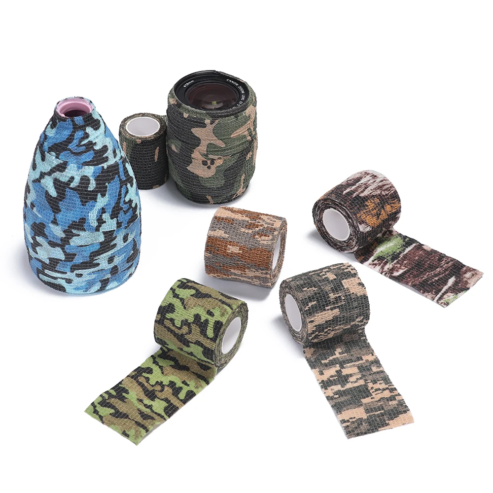 

New Survival Outdoor Tools 4.5M Camping Hiking Stretch Camouflage Tape Bandage Self-adhesive for Bicycle Flashlight Hunting Wrap