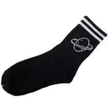 1 пара забавных женских Хлопковых Носков в полоску с изображением милой мультяшной планеты весенние модные повседневные блестящие разноцветные короткие носки