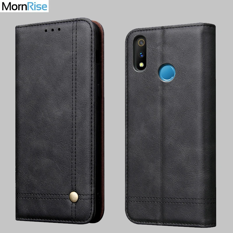 

Luxury Retro Slim Leather Flip Cover For OPPO Realme 3 pro Case Wallet Card Stand Magnetic Book Cover For Realme X lite Cases
