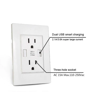 

Dual USB Wall Outlet Charger Port Socket High Speed with 15A Electrical Receptacles #3