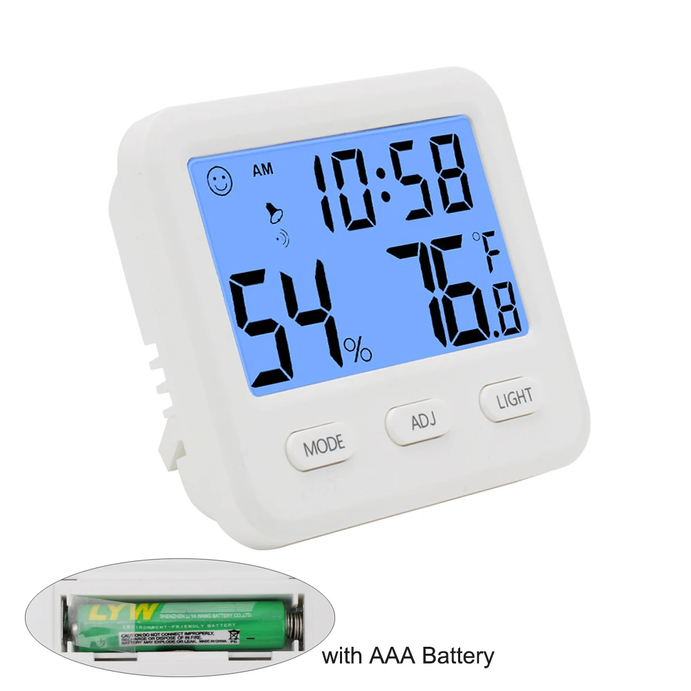 

Multifunction Digital Thermometer Hygrometer Clock LCD Electronic Wireless Temperature Humidity Meter for Indoor Home Office