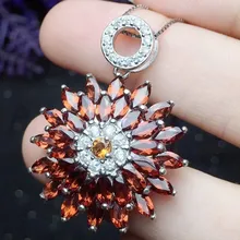 Гранат колье с подвеской в форме цветка натуральный настоящий Гранат 925 стерлингового серебра ювелирные украшения 0.12ct* 34 шт драгоценные камни# XY18091911