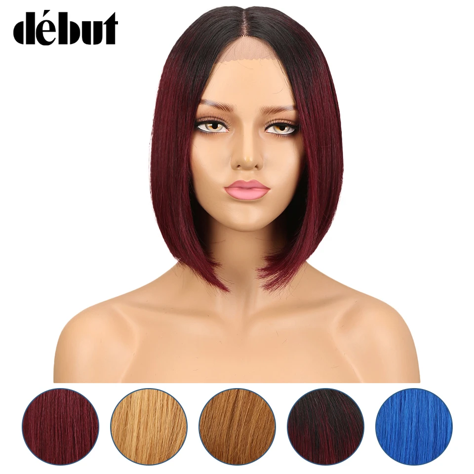Debut Wig Human Hair Brazilian Straight Lace Front Human Hair Wigs Remy Short Bob Wigs For Black Women Ombre Cheap Lace Wig