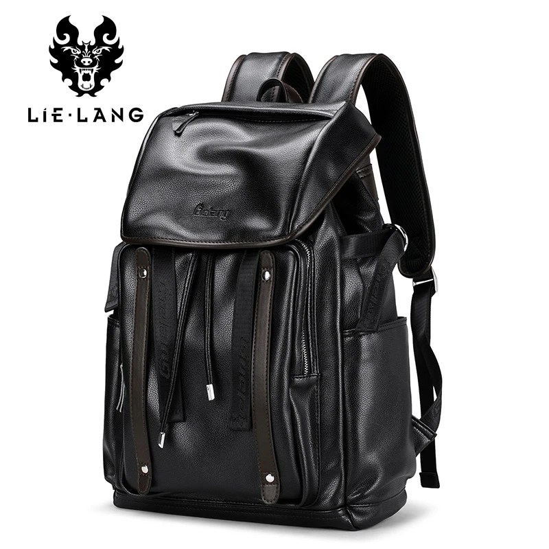 LIELANG Rucksack Männer Mode Leder Rucksäcke diebstahl Taschen Adrette College Teenager Schultasche Für 15,6 Zoll Laptop Günstig