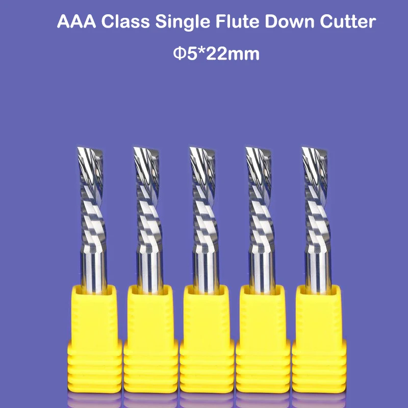 10pcs SHK 5mm*22mm single flute down cut end mill for BKin Milling