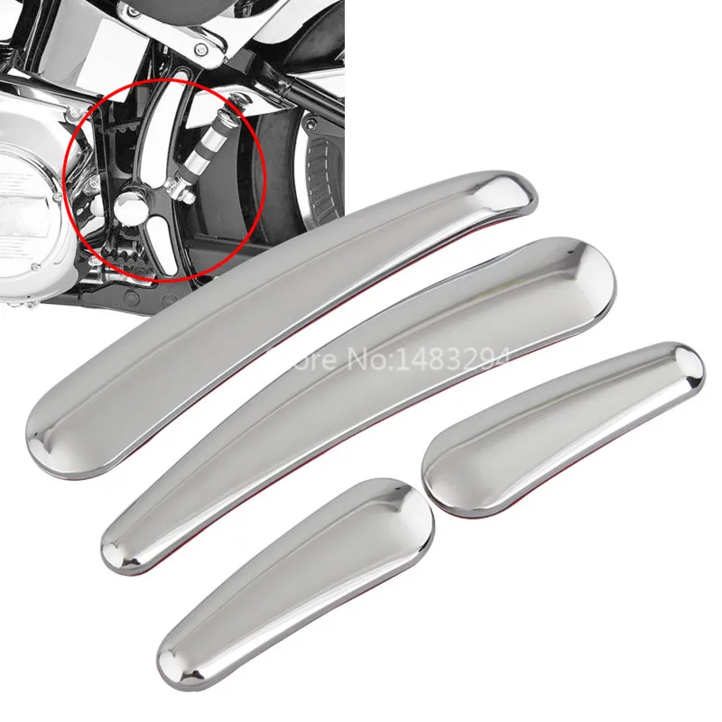 

4pc Chrome 3D Curved Swingarm Frame Cover Insert Fits For Harley Softail Models 2008-2016