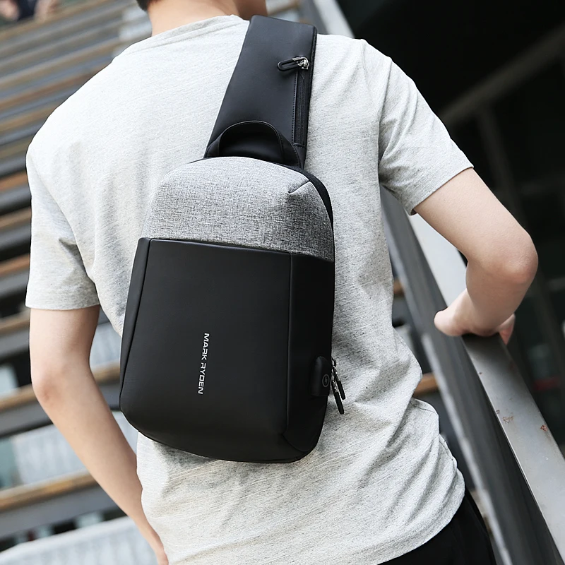Mark Ryden 2021 Summer Men Crossbody Bag USB Recharging Sling Bag Anti-thief Men Shoulder Bag