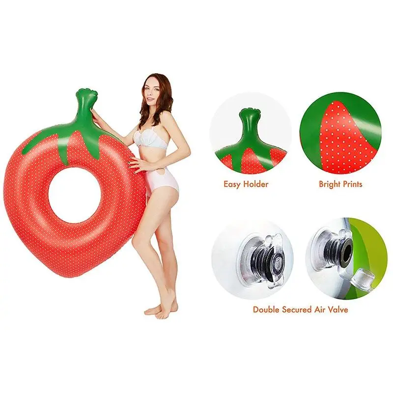 Giant Inflatable Stawberry Swimming Ring Eco friendly PVC Donut Circle Pool Float For Adult And Children Party Toys Floatie