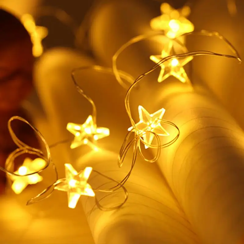 3 м 30 светодиодный гирлянда на медной проволоке со звездами огни Светодиодный сказочные огни рождественское свадебное украшение огни Батарея работать гирляндой - Испускаемый цвет: Тёплый белый