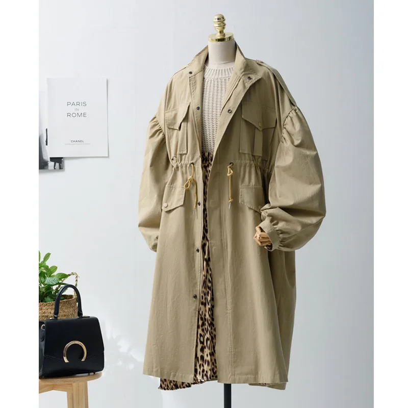 

Winter 2019 Autumn European Style Plus Size Female Outerwear Women Trench Coat Loose Belt X-Long Windbreaker Brand Clothing