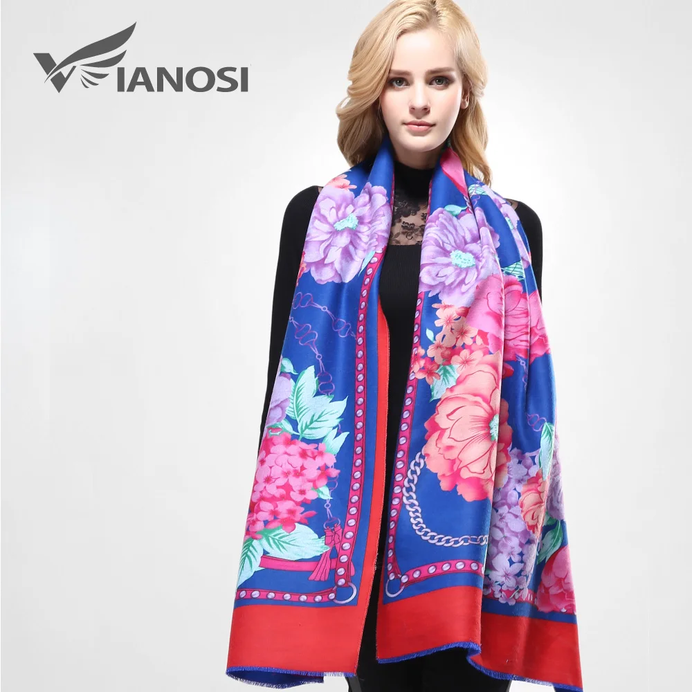 [VIANOSI] Sale Brand Winter Floral Scarf Women Wool Bufandas Warm Cashmere Winter Shawls and Scarves Woman RE051