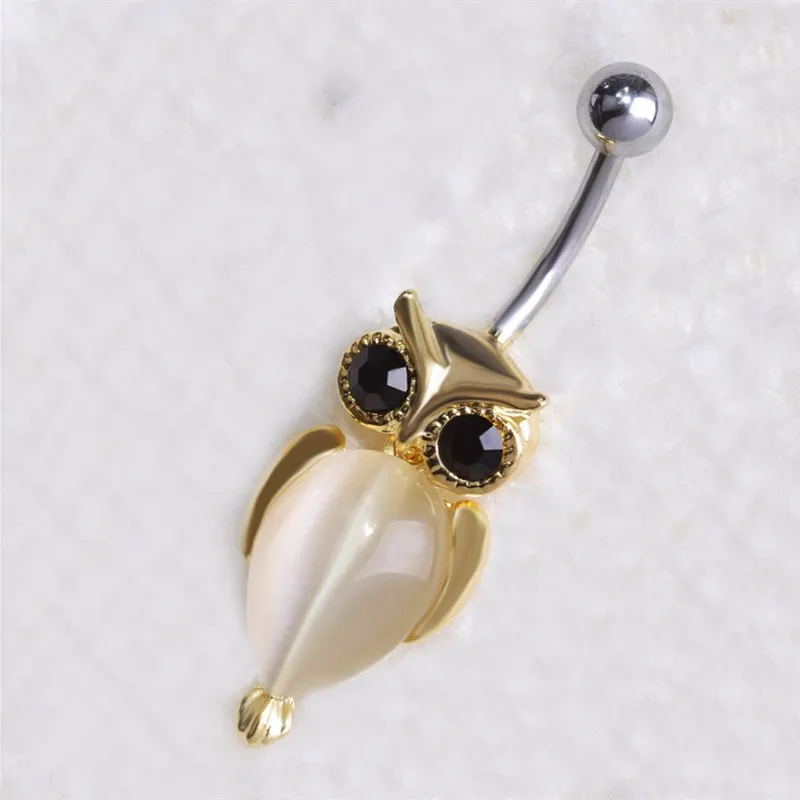 owl navel ring-gold