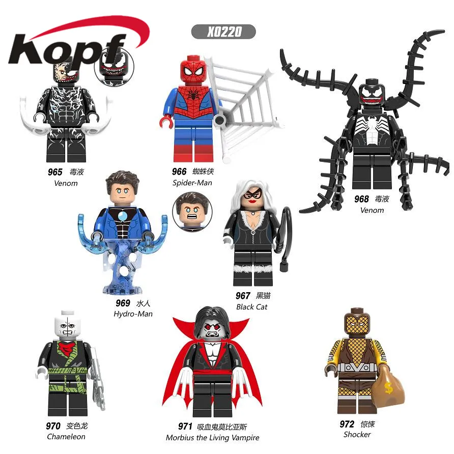 

X0220 Super Heroes Building Blocks Venom Moives Chameleon Hydro Man Back Cat Shocker Figures Action Bricks Children Toys Gift