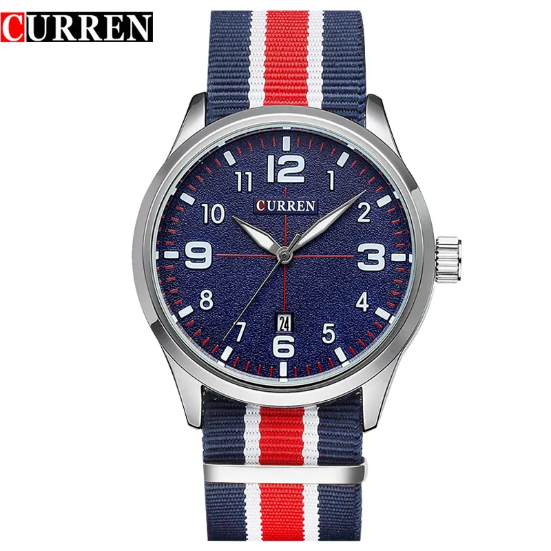 

2017 Men's Brand CURREN Fashion Sports Watches Men Quartz Watch Man Nylon Strap Army Military Wrist watches Relogio Masculino