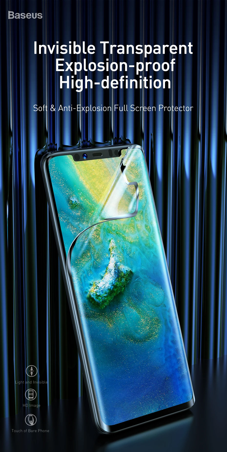 Ультратонкая защитная пленка Baseus 2 шт 0,15 мм для huawei mate 20 Pro с полным покрытием, Взрывозащищенная защитная пленка