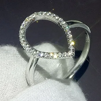 

Hollow Heart Ring for Women Original Luxury Jewelry Pure 100% 925 Sterling Silver Cute 5A CZ Women Wedding Band Finger Ring Gift