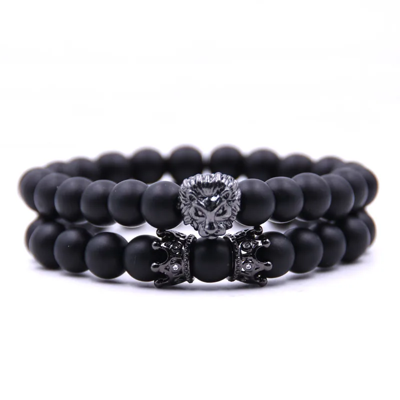 

2018 fashion Black Natural Stone Gold Color Lion strand Bracelet Ethnic handmade DIY Beads Bracelets Turkish Men Jewelry gift