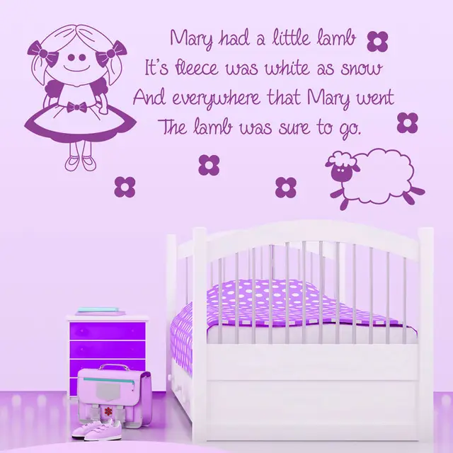 2016 New Mary Had A Little Lamb Nursery Rhyme Wall Sticker Art Quote 2016 New Mary Had A Little Lamb Nursery Rhyme Wall Sticker Art Quote Vinyl Transfer