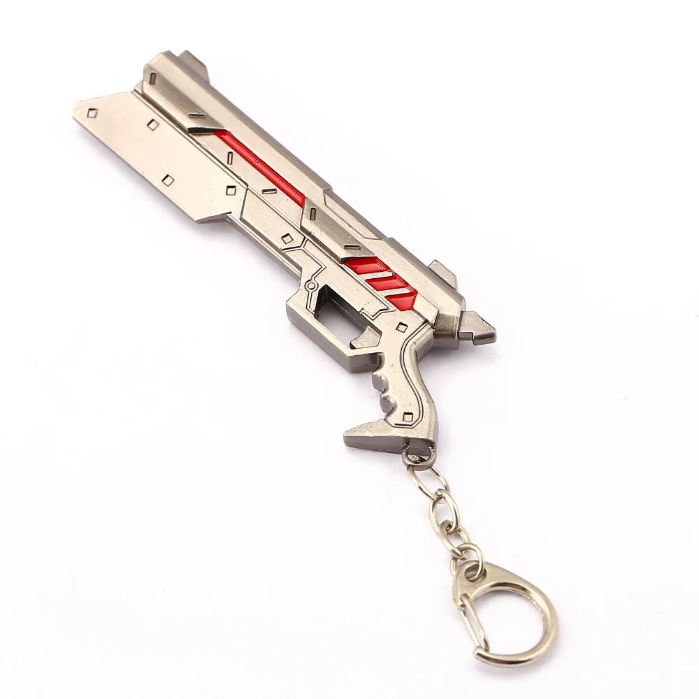 

League Of Legends LoL Lucian Obama Weapon keychain Ray Source Plan Metal 15 CM Mini Gun Key Chain Holder Pendant Porte Clef