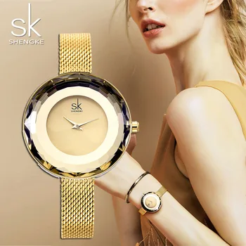 

Shengke Fashion Luxury Ladies Wrist Watch Stainless Steel Mesh Strap Women Clock Quartz Female Watches Gifts Relogio Feminino