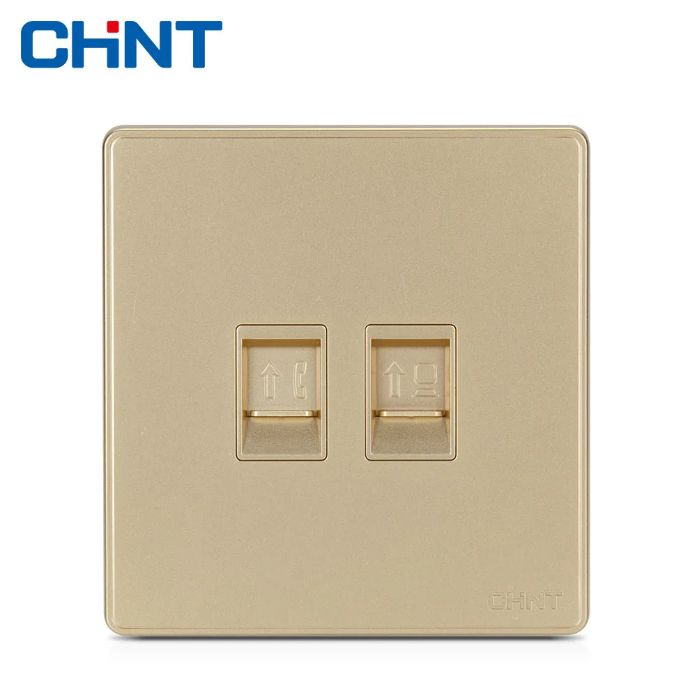 

CHINT Processor Sockets Wall Switch Socket NEW2D Light Champagne Gold Telephone Computer Socket