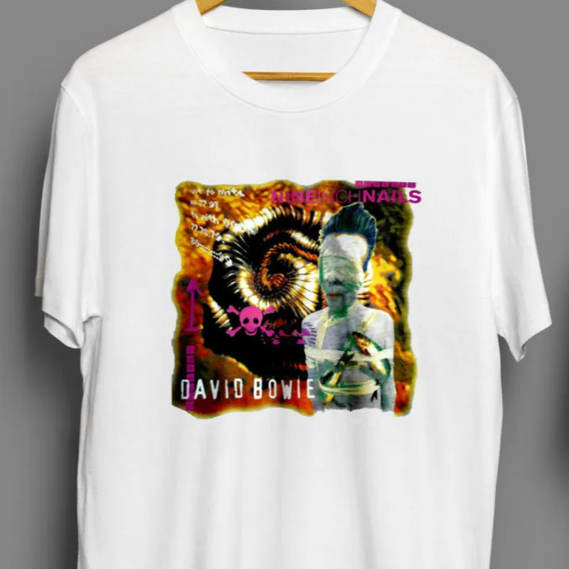 

VINTAGE David Bowie NINE INCH NAILS 1995 Concert Tour Reprint T-Shirt Very RARE New T-Shirt Men Fashion T Shirts top tee