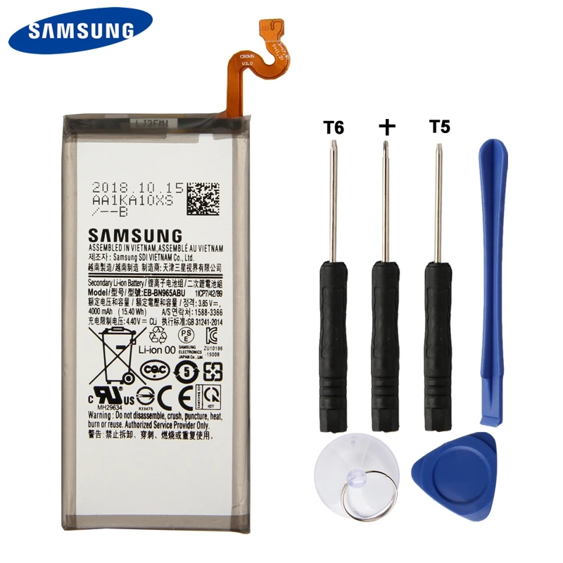 

Original Samsung Battery EB-BN965ABU For Samsung Galaxy Note9 Note 9 N9600 SM-N9600 4000mAh Phone Battery