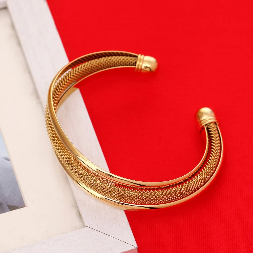 

24K Gold Bangle For Women Girls Men Dubai African USA Bridal Wedding Bracelet Bangle