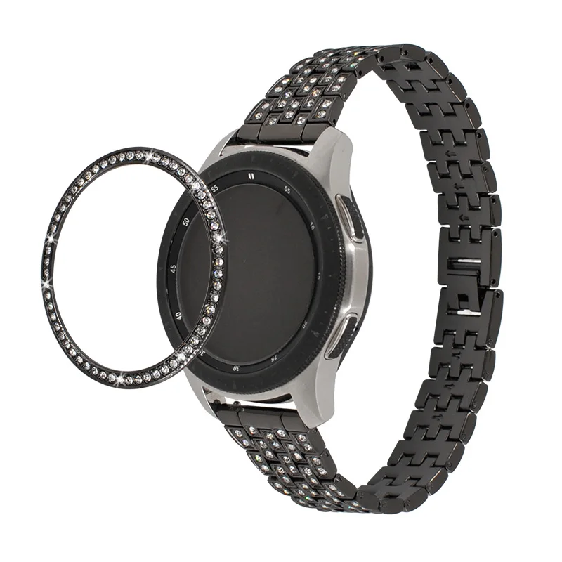 Gear S3 Ring For Samsung Galaxy Watch 46mm 42mm Diamond Metal Ring Adhesive Cover Anti Scratch smart watch Accessories - Цвет: Black