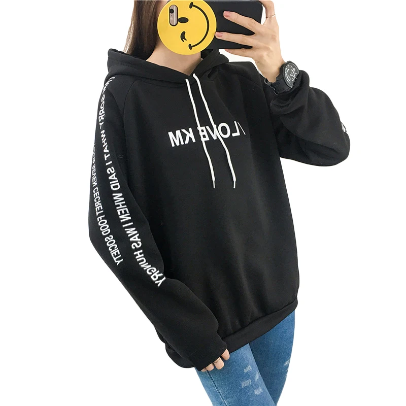 Модные милые женские толстовки с капюшоном розовая Свободная Толстовка длинным