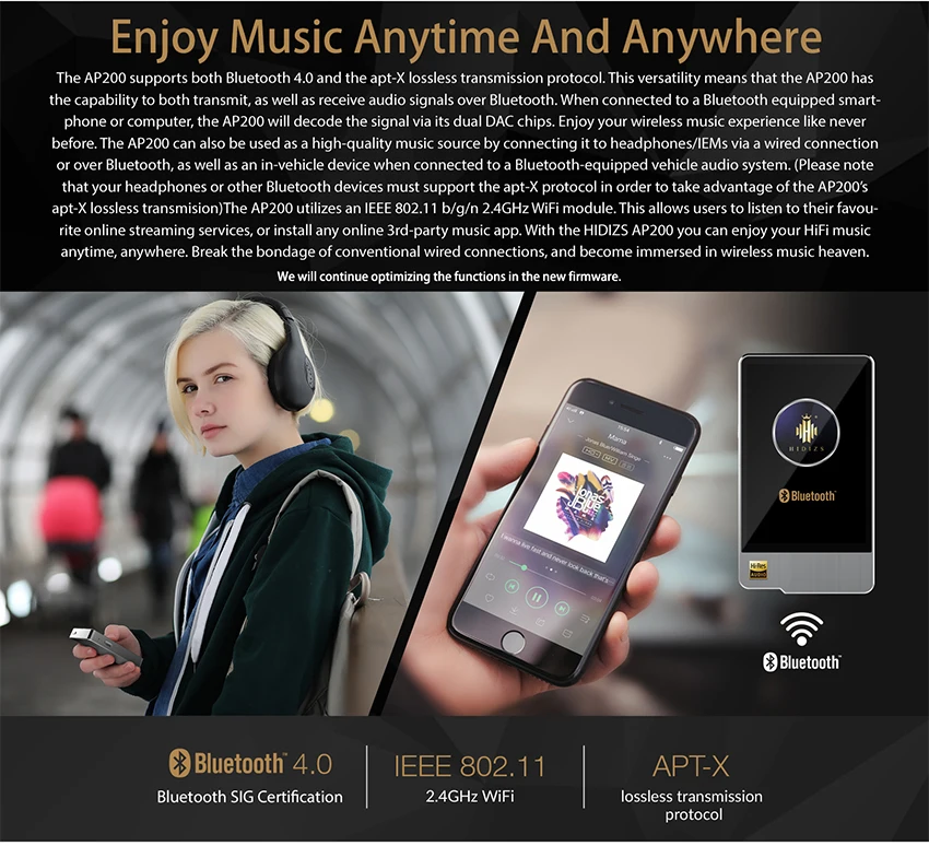 Hidizs AP200 Android Bluetooth музыкальный mp3-плеер 64G память ES9118C DAC DSD PCM музыкальный плеер FLAC HiFi Hi-Res без потерь аудио плеер