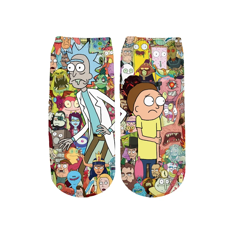 PLstar Cosmos/Новинка года; милые короткие носки с 3D принтом с героями мультфильмов Rick and Morty для мужчин и женщин; корейские носки в стиле Харадзюку; WZ033